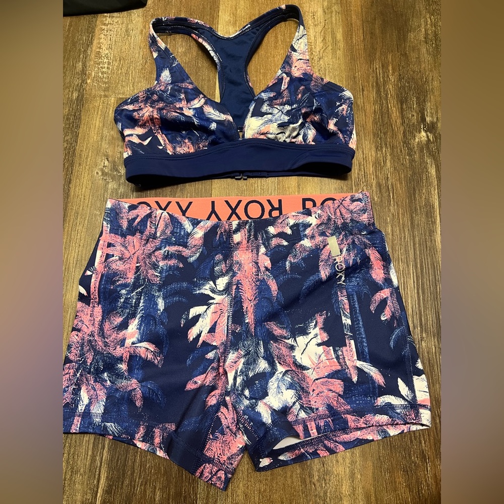 Roxy SMALL Women’s Performance Swim Suit SUP SPORT SHORTS & BRA Never worn